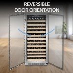 Whynter BWR-1002SD 100 Built-in or Freestanding Stainless Steel Compressor Large Capacity Wine Refrigerator Rack for Open LED Display, Black-100 Bottle, Black