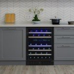 NewAir 24” Wine and Beverage Refrigerator Cooler, 46 Bottle Capacity, Built-in or Freestanding Dual Zone Fridge With Digital Thermostat, Black Stainless Steel NWC046BS00