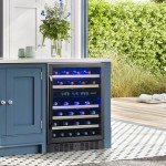 NewAir 24” Wine and Beverage Refrigerator Cooler, 46 Bottle Capacity, Built-in or Freestanding Dual Zone Fridge With Digital Thermostat, Black Stainless Steel NWC046BS00