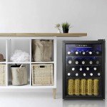 Antarctic Star 24 Bottle Wine Cooler/Cabinet Beverage Refrigerator Small Mini Wine Cellar Beer Soda Clear Glass Door Counter Top Bar Fridge Quiet Operation Compressor Adjust Temperature Freestanding