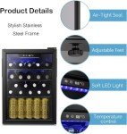 Antarctic Star 24 Bottle Wine Cooler/Cabinet Beverage Refrigerator Small Mini Wine Cellar Beer Soda Clear Glass Door Counter Top Bar Fridge Quiet Operation Compressor Adjust Temperature Freestanding