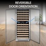 Whynter BWR-0922DZ 92 Built-in or Freestanding Stainless Steel Dual Zone Compressor Large Capacity Wine Refrigerator Rack for Open LED Display, Dark Grey-92 Bottle, Dark Grey