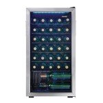Danby DWC036A1BSSDB-6 3.3 Cu. Ft. Free Standing Wine Cooler, Holds 36 Bottles, Single Zone Fridge with Glass Door-Chiller for Kitchen, Home Bar, Stainless Steel