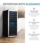 NewAir Freestanding 98 Bottle Dual Zone Wine Fridge, Stainless Steel