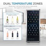 NewAir Freestanding 98 Bottle Dual Zone Wine Fridge, Stainless Steel
