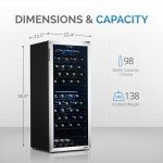 NewAir Freestanding 98 Bottle Dual Zone Wine Fridge, Stainless Steel