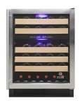 Vinotemp EL-46WCST Wine Cooler Refrigerator Connoisseur Series Dual Zone 46 Bottle Capacity, Glass Door, Front Venting, Adjustable Temperature Control, 24-Inch, Black, Stainless w/Wood Shelves