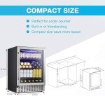Antarctic Star 24 Inch Beverage Refrigerator Under Counter Built-in Wine Cooler Mini Fridge Clear Glass Door Digital Memory Temperature Control, Beer Soda LED Light, Quiet Operation (24 Inch)