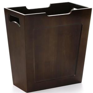 TOPZEA Bamboo Waste Basket, Rectangular Narrow Trash Can with Handles, Natural Wooden Wastebasket Small Garbage Can Slim Trash Can for Bathroom, Bedroom, Kitchen, Craft Room, Office, RVs, 10.5"x6"x11"