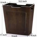 TOPZEA Bamboo Waste Basket, Rectangular Narrow Trash Can with Handles, Natural Wooden Wastebasket Small Garbage Can Slim Trash Can for Bathroom, Bedroom, Kitchen, Craft Room, Office, RVs, 10.5"x6"x11"