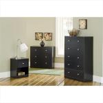 Home Square 3pc Set of Engineered Wood Black 3Drawer Chest 6Drawer Dresser & Nightstand