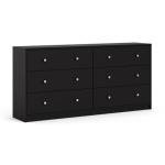 Home Square 3pc Set of Engineered Wood Black 3Drawer Chest 6Drawer Dresser & Nightstand