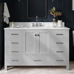 ARIEL Cambridge 55" Inch Grey Bathroom Vanity with Italian Carrara Marble Countertop 