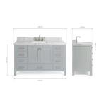 ARIEL Cambridge 55" Inch Grey Bathroom Vanity with Italian Carrara Marble Countertop 