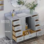 ARIEL Cambridge 55" Inch Grey Bathroom Vanity with Italian Carrara Marble Countertop 