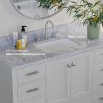 ARIEL Cambridge 55" Inch Grey Bathroom Vanity with Italian Carrara Marble Countertop 