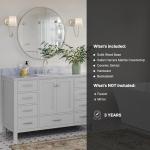 ARIEL Cambridge 55" Inch Grey Bathroom Vanity with Italian Carrara Marble Countertop 