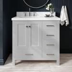 ARIEL 37" Inch Grey Bathroom Vanity w/ 1.5" Edge Pure White Quartz Countertop