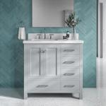 ARIEL 37" Inch Grey Bathroom Vanity w/ 1.5" Edge Pure White Quartz Countertop