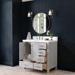 ARIEL 37" Inch Grey Bathroom Vanity w/ 1.5" Edge Pure White Quartz Countertop