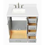 ARIEL 37" Inch Grey Bathroom Vanity w/ 1.5" Edge Pure White Quartz Countertop