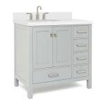 ARIEL 37" Inch Grey Bathroom Vanity w/ 1.5" Edge Pure White Quartz Countertop