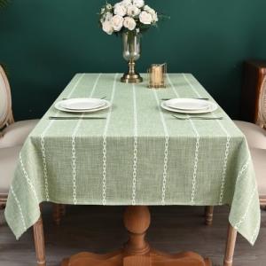Zobesta Linen Sage Tablecloth Green Cotton Table Clothes for Rectangle Tables, Heavy Duty Washable Farmhouse Soft Boho Tablecloth for Kitchen Dinning Party (Sage Green, 53 x 70 Inch)