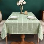Zobesta Linen Sage Tablecloth Green Cotton Table Clothes for Rectangle Tables, Heavy Duty Washable Farmhouse Soft Boho Tablecloth for Kitchen Dinning Party (Sage Green, 53 x 70 Inch)