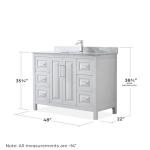 Daria 48" White Bathroom Vanity with Marble Top