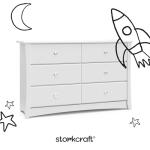 White Storkcraft Crescent 6 Drawer Dresser