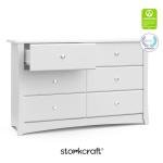 White Storkcraft Crescent 6 Drawer Dresser
