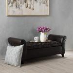 Keiko Brown Leather Storage Bench by Christopher Knight