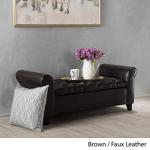 Keiko Brown Leather Storage Bench by Christopher Knight