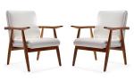 Mid Century Modern White Faux Leather Accent Chairs