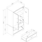 Gray Maple Versa 2-Door Armoire with Drawers