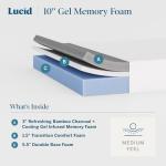 LUCID 10 Inch Medium-Plush Gel Memory Foam Mattress