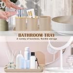 Beige Bamboo Bathroom Accessories Set - 8 Pieces