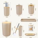 Beige Bamboo Bathroom Accessories Set - 8 Pieces