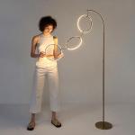 Brightech Nova Gold Arc Floor Lamp with Pendant