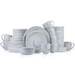 Matte Gray 32-Piece Marble Dinnerware Set