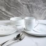 Matte Gray 32-Piece Marble Dinnerware Set