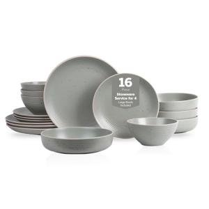 Lauren Stoneware Dinnerware Set, 16-Piece, Green