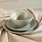 Lauren Stoneware Dinnerware Set, 16-Piece, Green