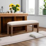 Beige Upholstered Bench for Entryway or Bedroom