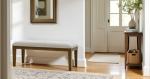 Beige Upholstered Bench for Entryway or Bedroom