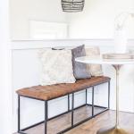 Brown Faux Leather Tufted Decorative Bench with Metal Base