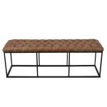 Brown Faux Leather Tufted Decorative Bench with Metal Base