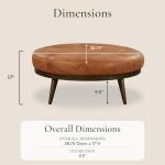 Gio Modern Leather Ottoman Pouf in Cognac Tan