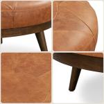 Gio Modern Leather Ottoman Pouf in Cognac Tan