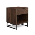 Kensi Nightstand with Storage, Walnut/Black Finish